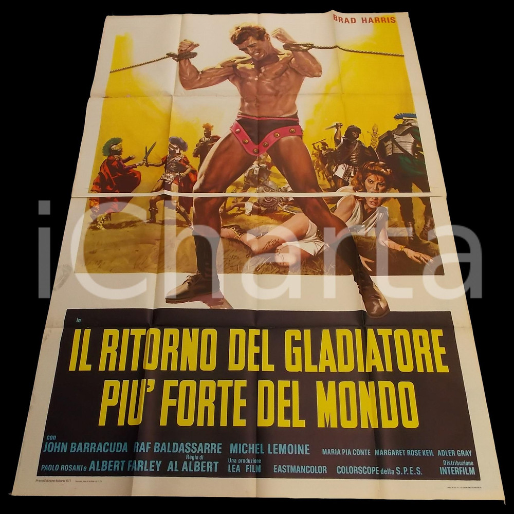Materiale cinematografico d’epoca 1971 IL RITORNO DEL GLADIATORE PIU  FORTE DEL MONDO Brad HARRIS Manifesto140x200 1