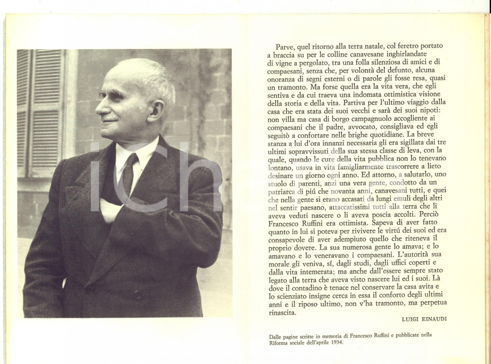 Libro, pubblicazione d epoca 1961 ROMA In ricordo di Luigi EINAUDI  Libretto ILLUSTRATO 10 pp. 1