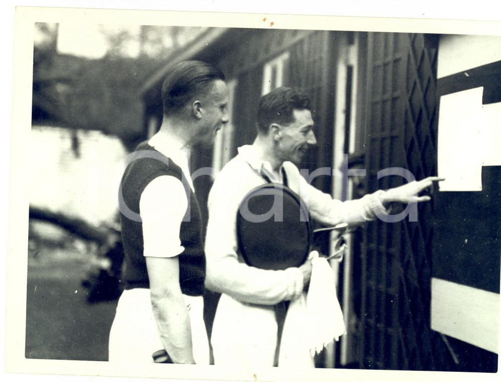 Fotografia d epoca originale 1950 ca LIEGE Championnat de Belgique de TENNIS SÃ©rie B  R. LOGE  et SCOHIER 1