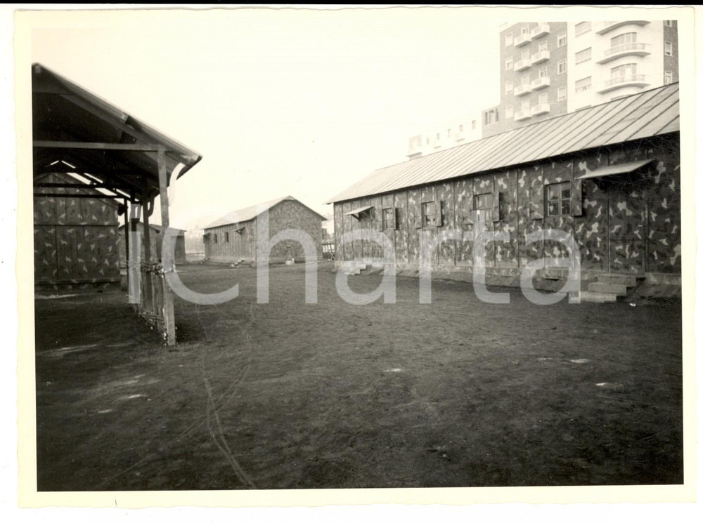 Fotografia d epoca originale 1944 RSI PAVIA TICINELLO Postazione contraerea  Le baracche Fotografia 18x13 1