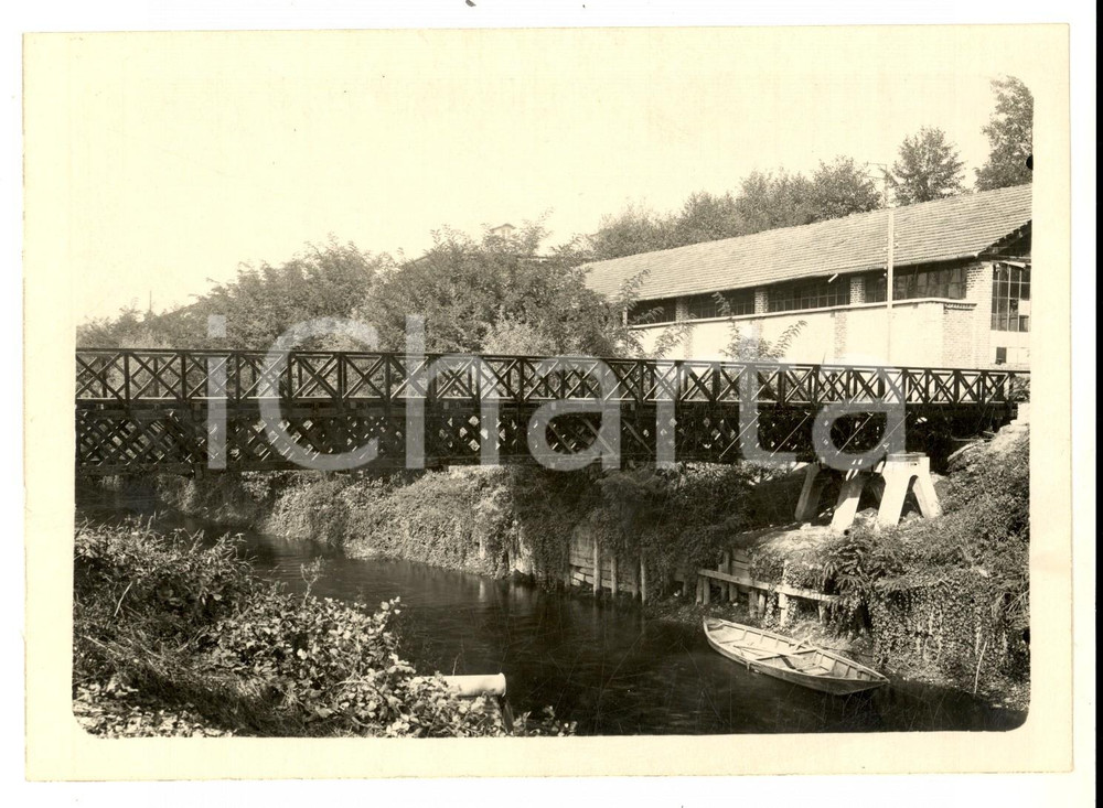 Fotografia d epoca originale 1920 ca AREA DEL TICINO Veduta con ponte su un canale Foto VINTAGE 18x13 cm 1
