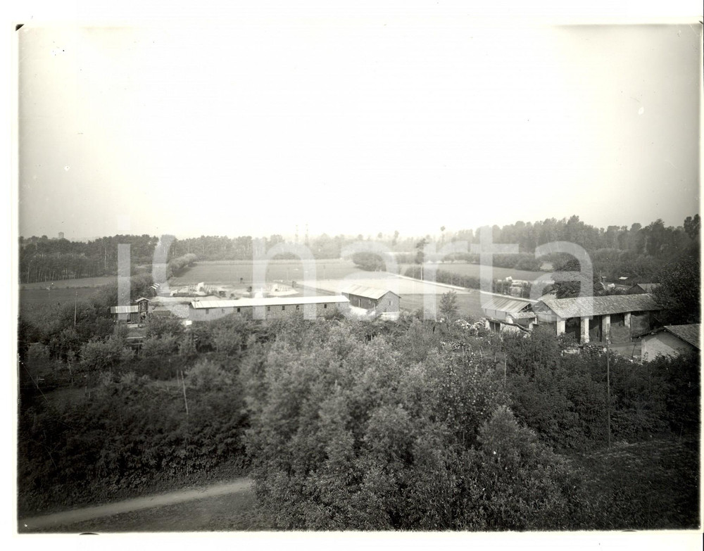Fotografia d epoca originale 1944 RSI PAVIA TICINELLO Postazione contraerea  Veduta dall alto Foto 23x17 cm 1