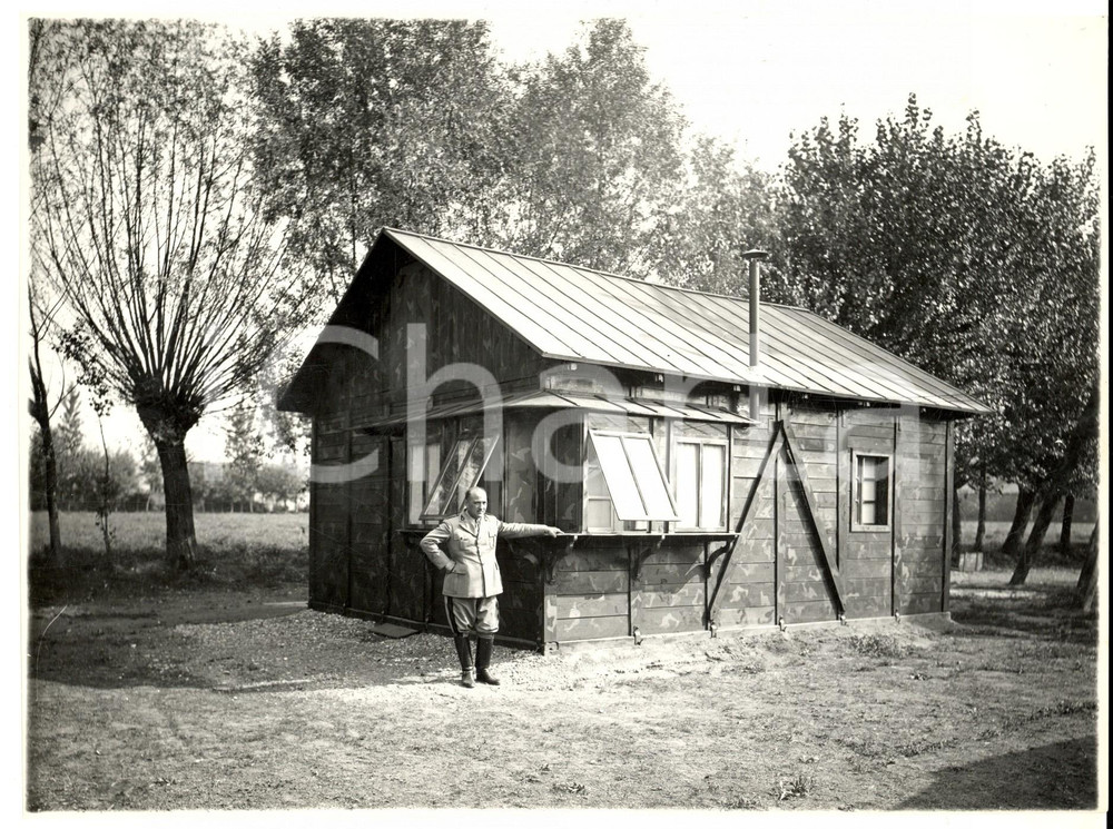 Fotografia d epoca originale 1944 RSI PAVIA TICINELLO Postazione contraerea  Ufficiale presso il comando 1