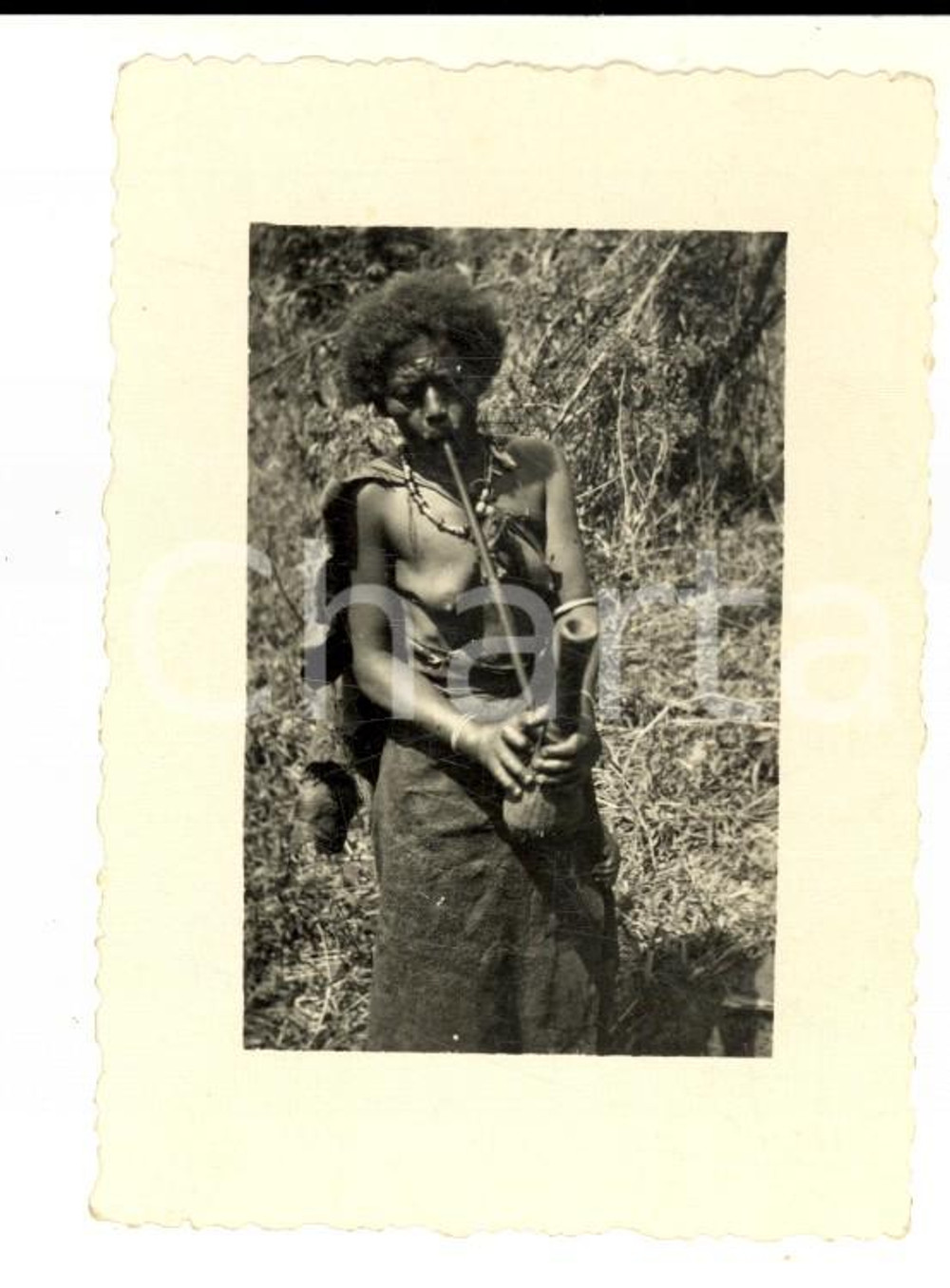 Fotografia d epoca originale 1935 ca AOI ADDIS ABEBA Ritratto di anziana indigena a seno nudo Foto 6x9 1