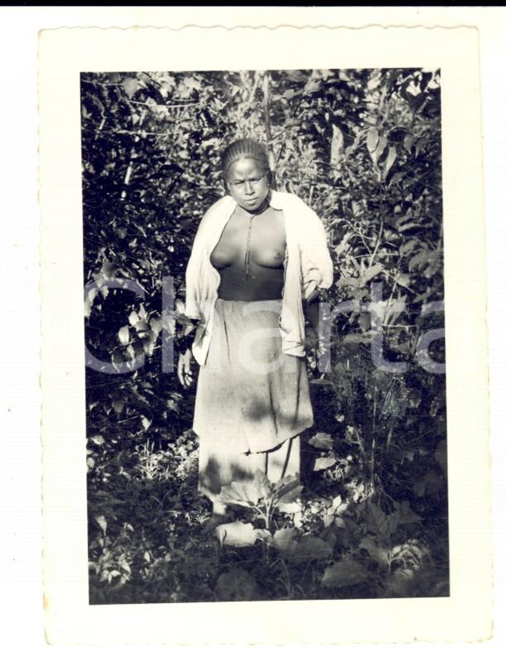 Fotografia d epoca originale 1935 ca AOI ADDIS ABEBA Ritratto di giovane indigena a seno nudo Foto 7x10 1