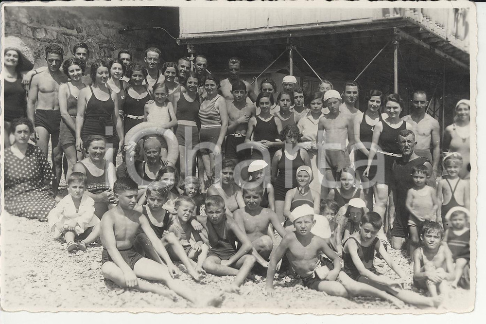 Fotografia d epoca originale 1936 SANTA MARGHERITA LIGURE Villeggianti in spiaggia FOTOGRAFIA cm 17 X 11 1