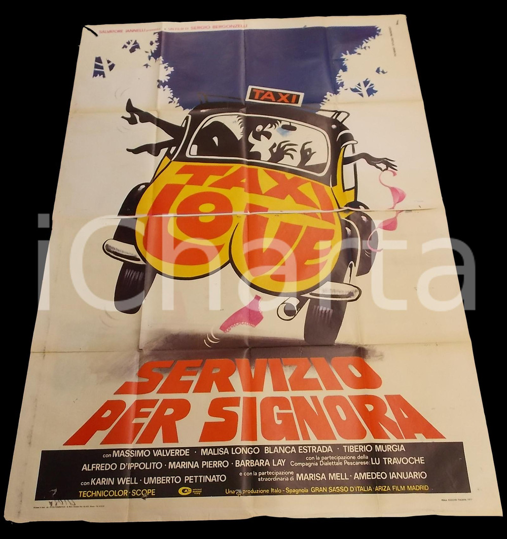 Materiale cinematografico d’epoca 1976 TAXI LOVE Máximo VALVERDE Malisa LONGO Blanca ESTRADA Manifesto 140x200 cm 1