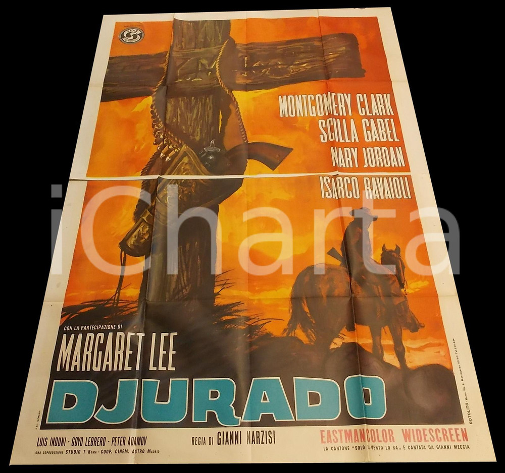 Materiale cinematografico d’epoca 1966 DJURADO Dante POSANI Scilla GABEL Luis INDUNI Manifesto WESTERN 140x200 1