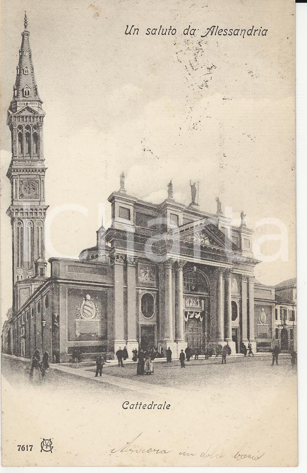 Cartolina originale da collezione 1928 ALESSANDRIA Cattedrale Santi Pietro e Marco con campanile Cartolina FP VG 1