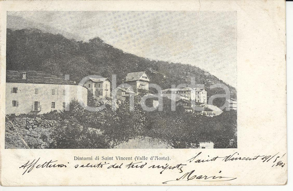 Cartolina originale da collezione 1903 SAINTVINCENT AO Veduta dei dintorni Cartolina DANNEGGIATA FP VG 1
