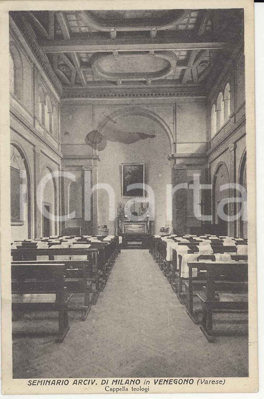 Cartolina originale da collezione 1931 VENEGONO INFERIORE VA Seminario Arcivescovile Autografo mons. ROTONDI 1