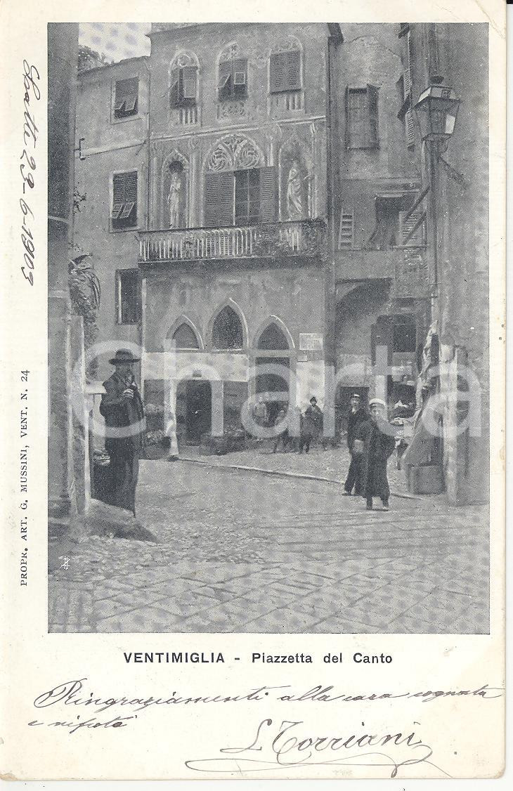 Cartolina originale da collezione 1903 VENTIMIGLIA Piazzetta del Canto Cartolina ANIMATA bambino FP VG 1