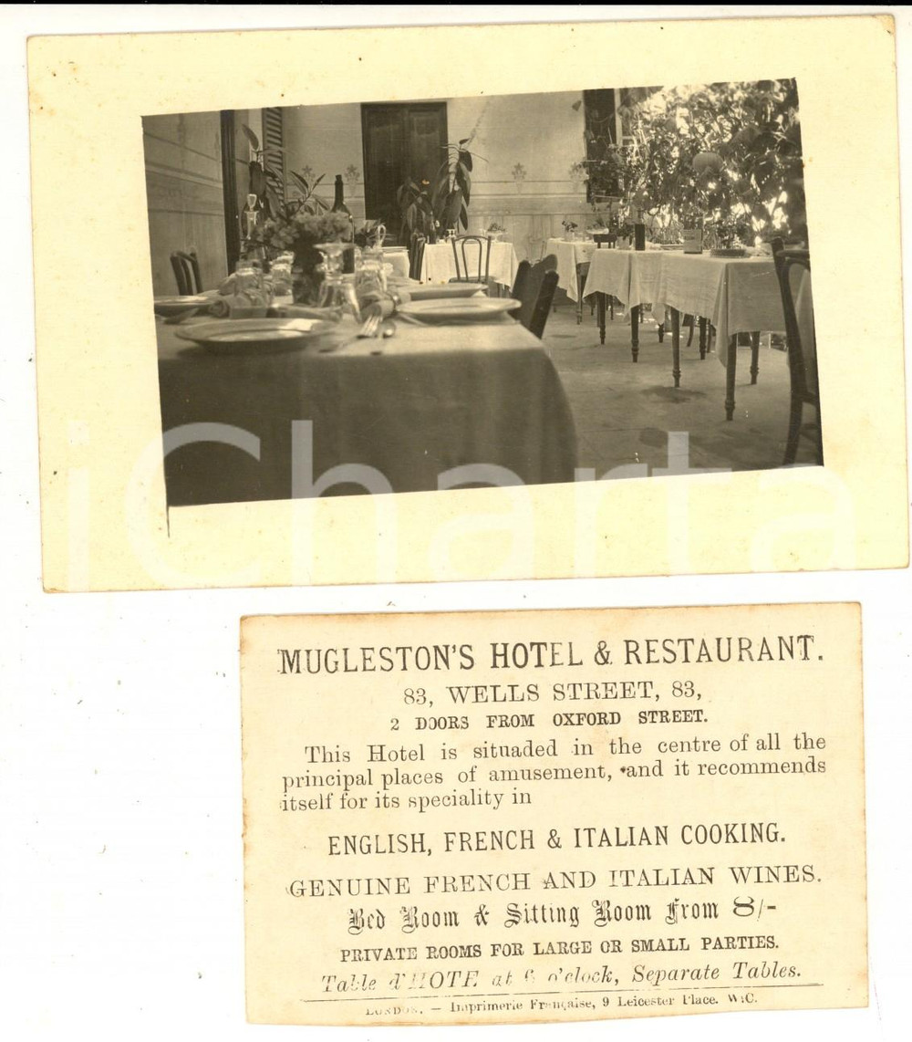 Fotografia d epoca originale 1915 ca LONDON Wells Street  MUGLESTON S Hotel  The restaurant  Photo 13x9 1