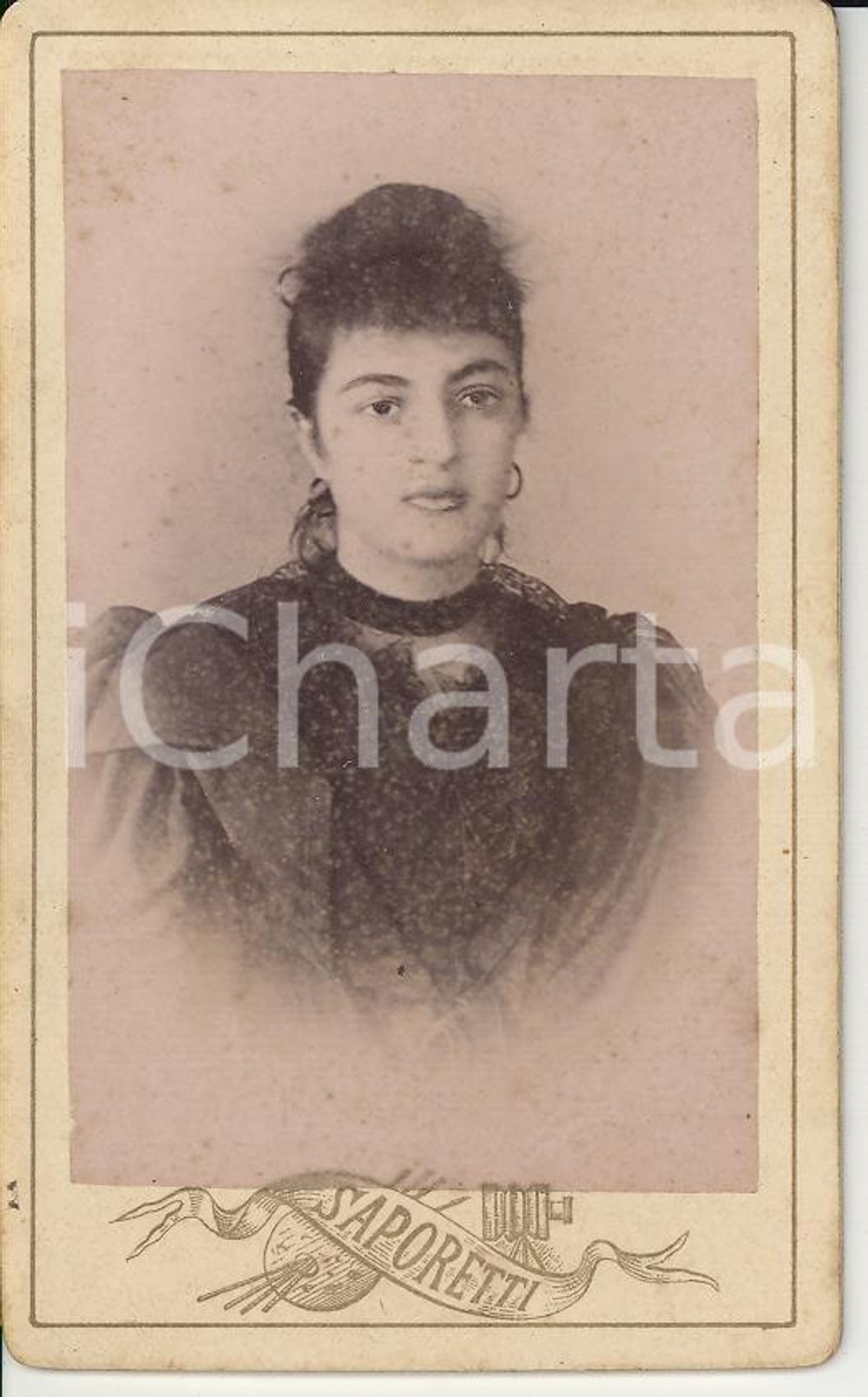 Fotografia d epoca originale 1894 BAGNACAVALLO Ritratto di Giuseppina CAMPADELLI a 18 anni  Foto SAPORETTI 1
