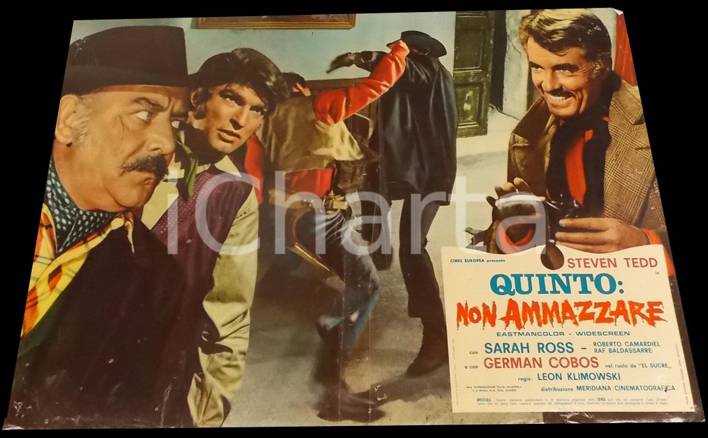 Materiale cinematografico d’epoca 1969 QUINTO: NON AMMAZZARE Scazzottata nel saloon Fotobusta WESTERN 67x50 cm 1