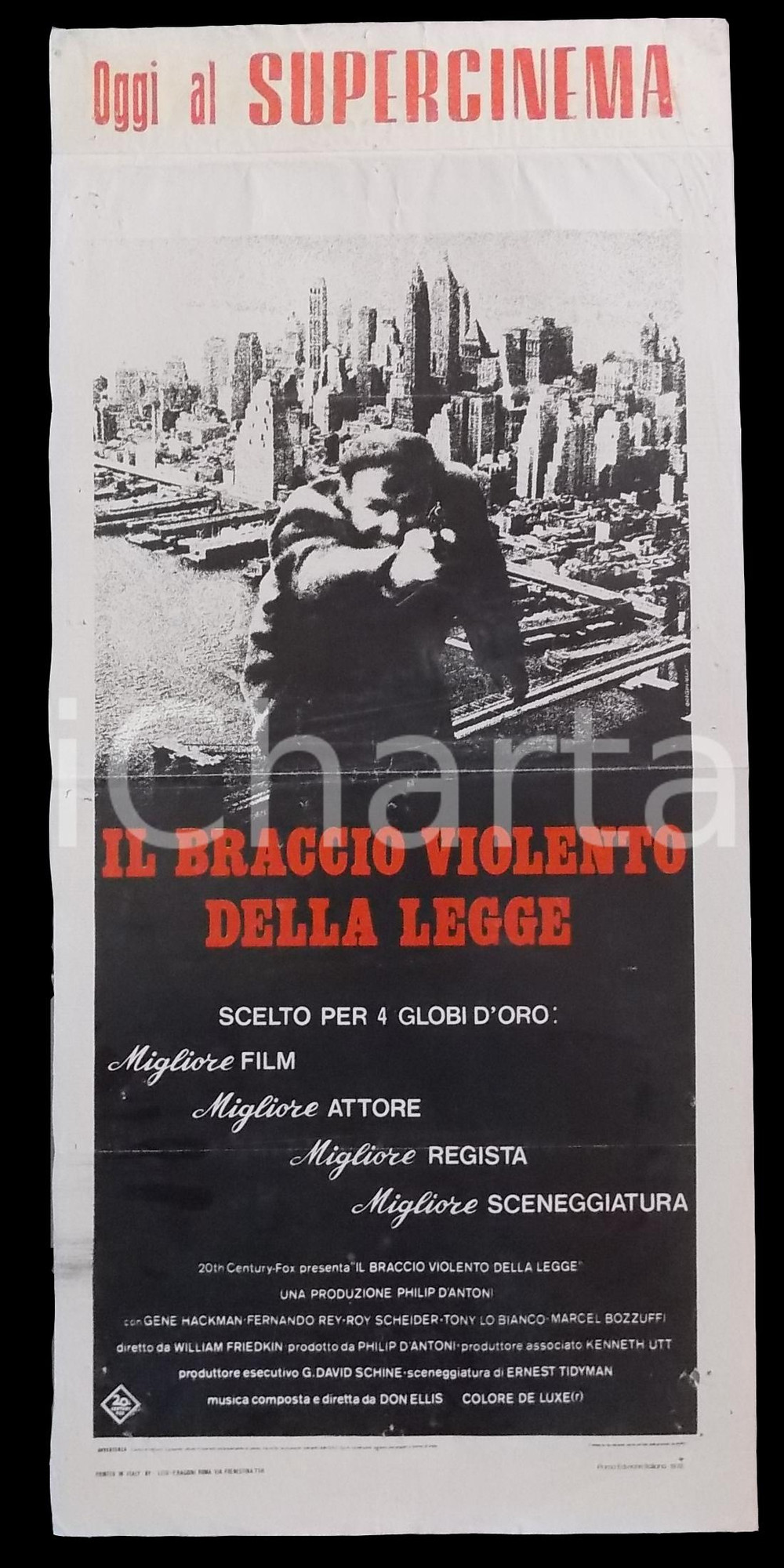 Materiale cinematografico d’epoca 1972 BRACCIO VIOLENTO DELLA LEGGE Gene HACKMAN William FRIEDKIN Manifesto 32x70 1