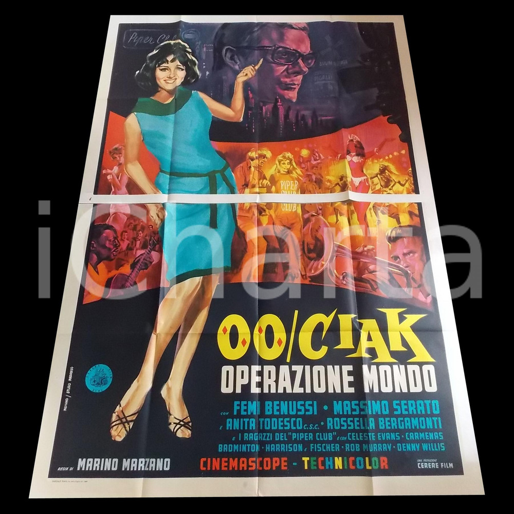 Materiale cinematografico d’epoca 1966 00/CIAK OPERAZIONE MONDO Femi BENUSSI  PIPER CLUB Manifesto 140x200 1