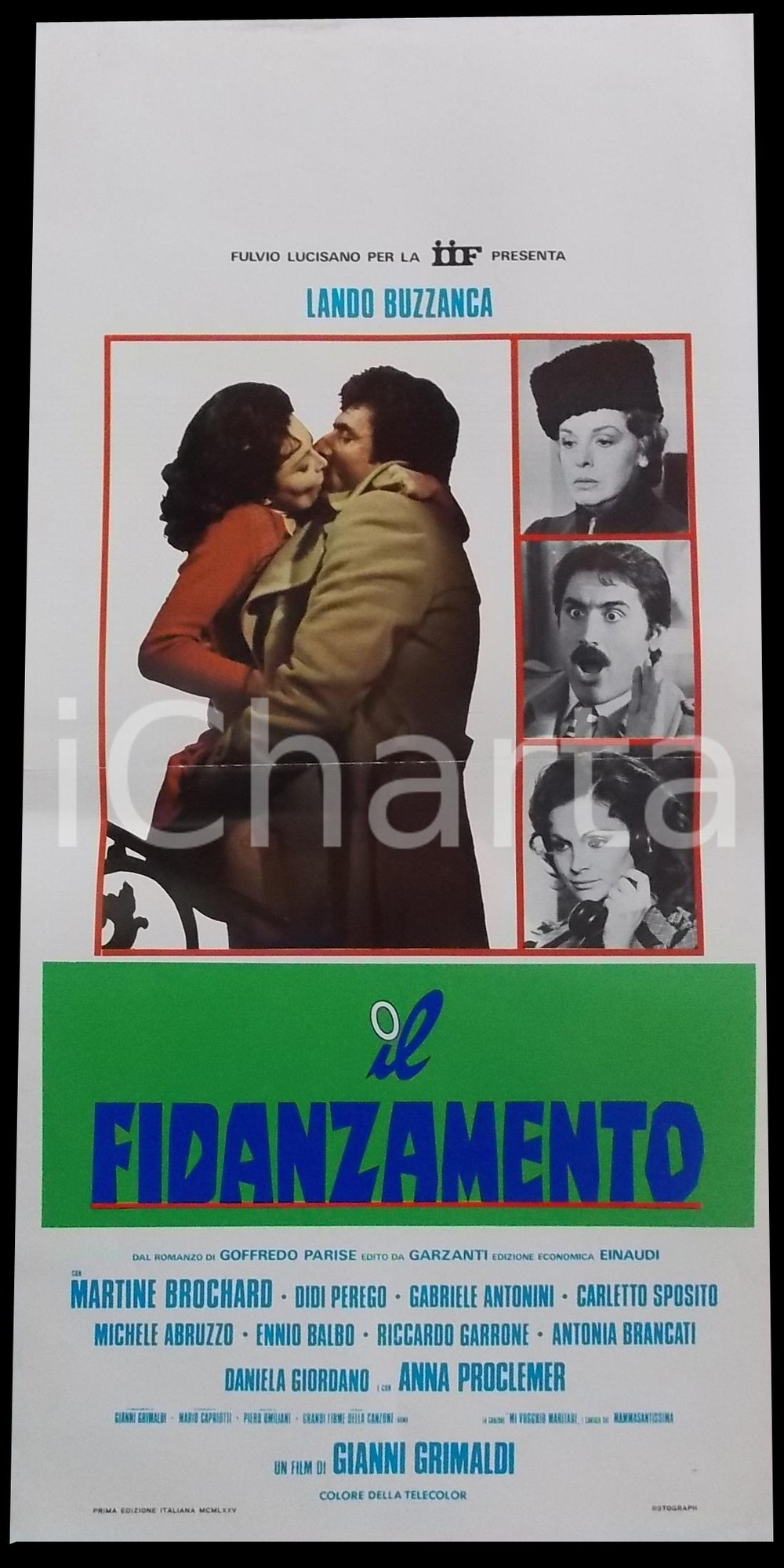 Materiale cinematografico d’epoca 1975 IL FIDANZAMENTO Lando BUZZANCA Martine BROCHARD Didi PEREGO Manifesto 32x70 1
