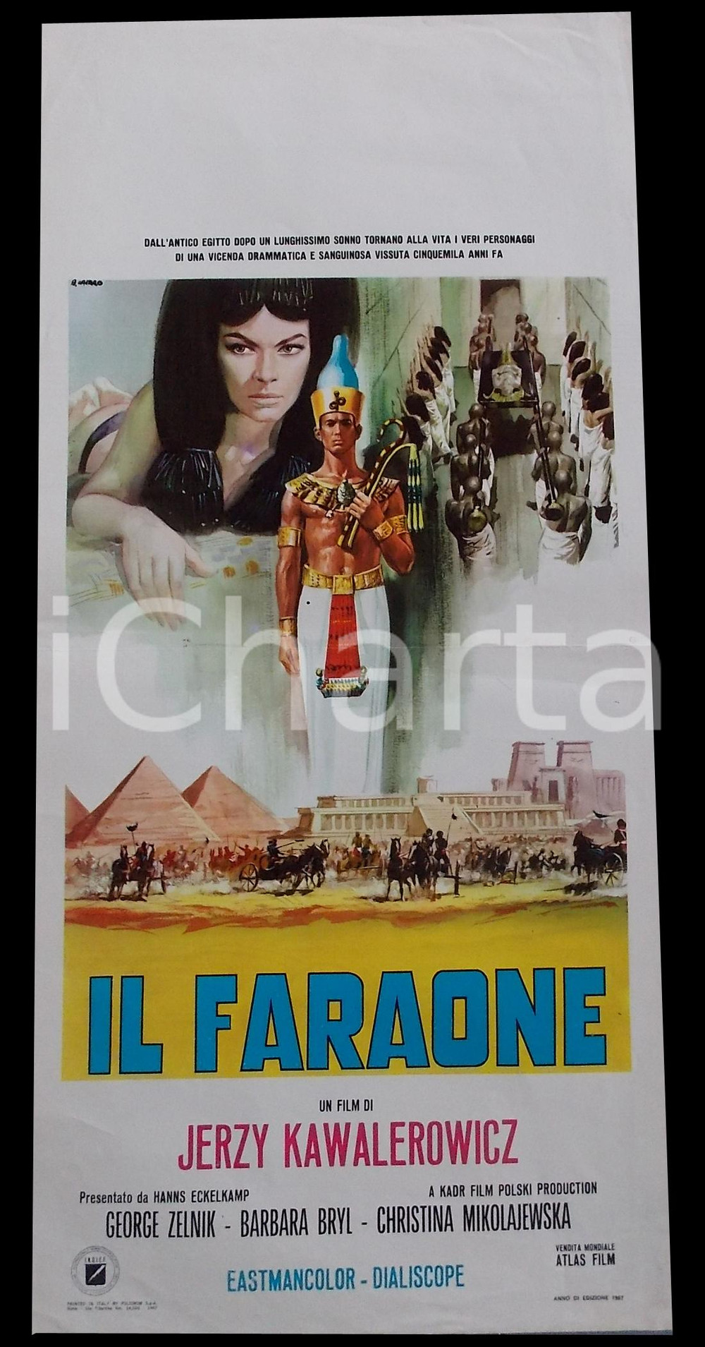 Materiale cinematografico d’epoca 1967 IL FARAONE Jerzy ZELNIK Barbara BRYLSKA Piotr PAWLOWSKI Manifesto 32x70 cm 1