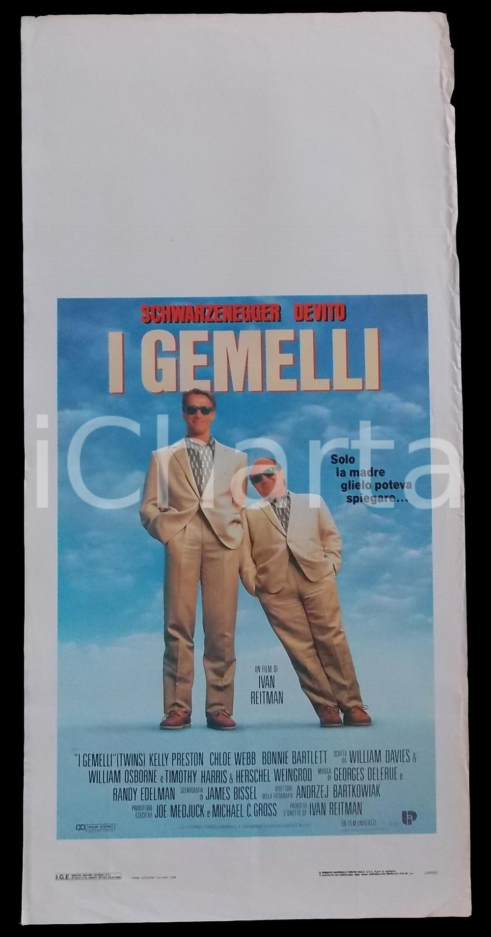Materiale cinematografico d’epoca 1988 I GEMELLI Arnold SCHWARZENEGGER Danny DeVITO Ivan REITMAN Manifesto 32x70 1