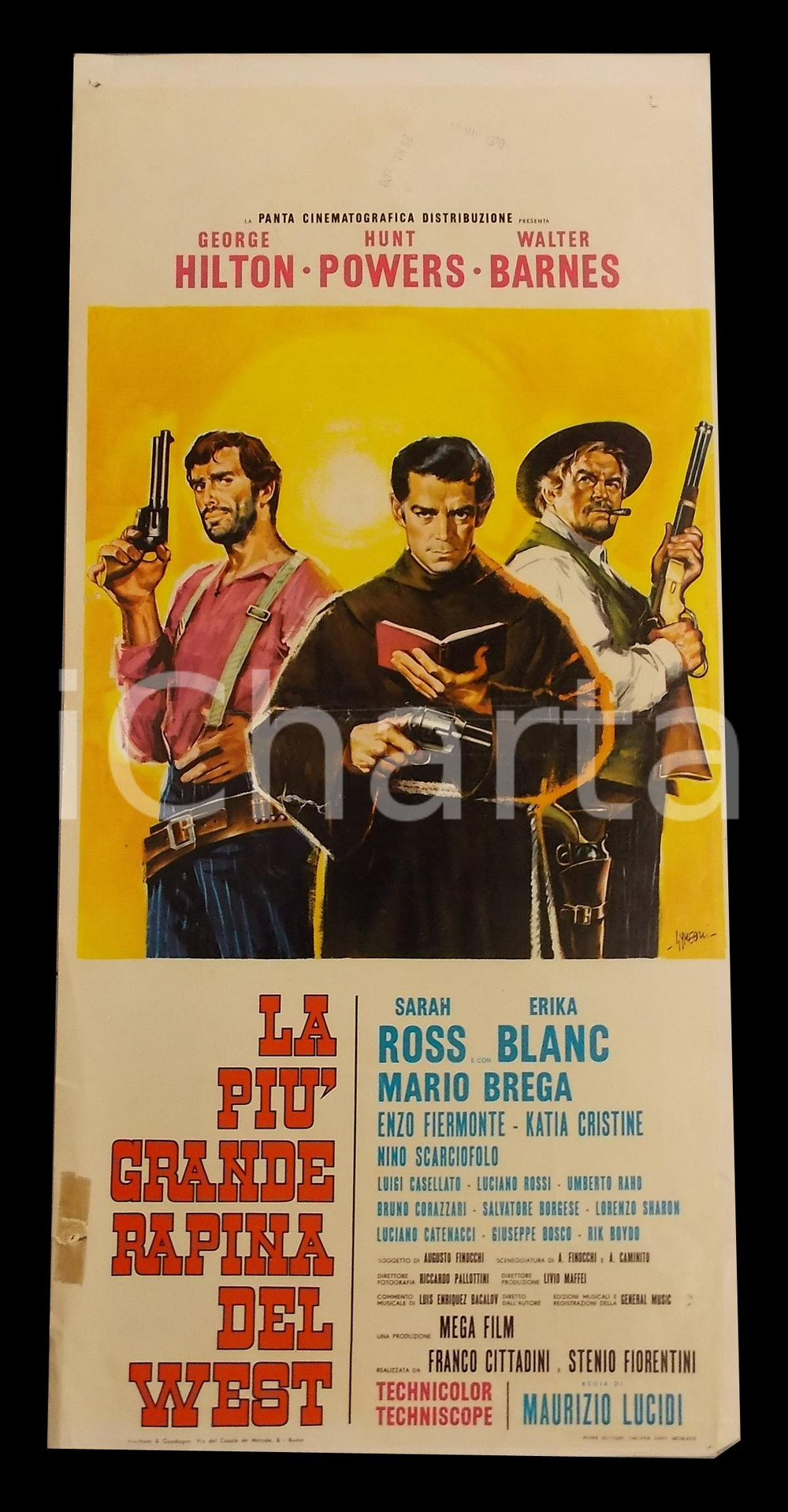 Materiale cinematografico d’epoca 1967 LA PIU  GRANDE RAPINA DEL WEST George HILTON Hunt POWERS Manifesto 32x70 cm 1