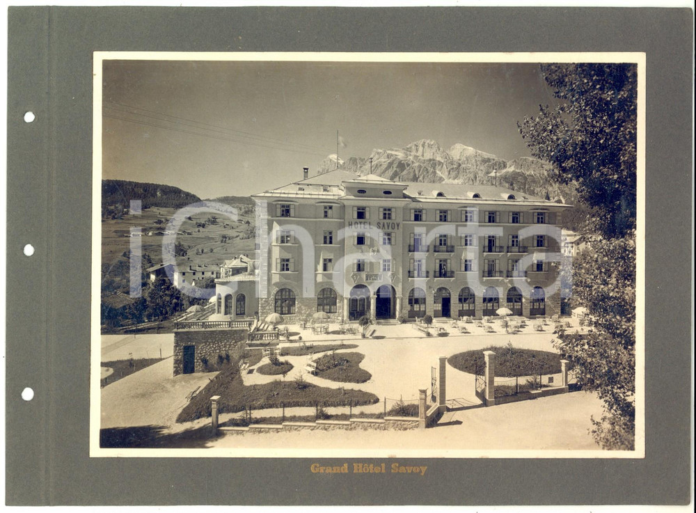 Fotografia d epoca originale 1920 ca CORTINA D AMPEZZO Grand Hotel SAVOY  Facciata principale Foto VINTAGE 1