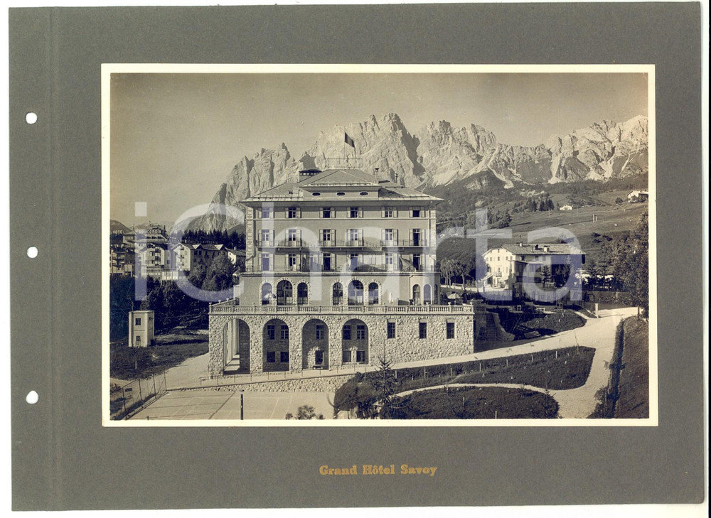 Fotografia d epoca originale 1920 ca CORTINA D AMPEZZO Grand Hotel SAVOY  Veduta posteriore Foto VINTAGE 1