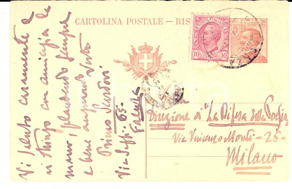 1920 FAENZA Poeta Primo SCARDOVI al periodico "La difesa della poesia" Autografo