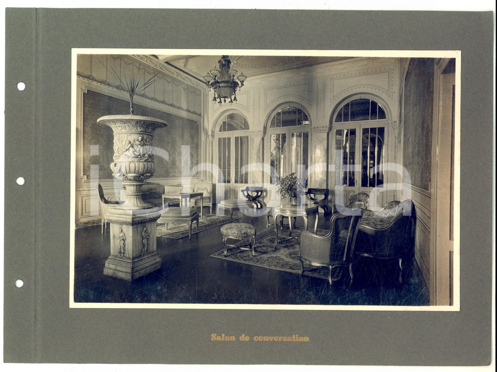 Fotografia d epoca originale 1920 ca CORTINA D AMPEZZO Grand Hotel SAVOY  Salon de conversation Foto 1