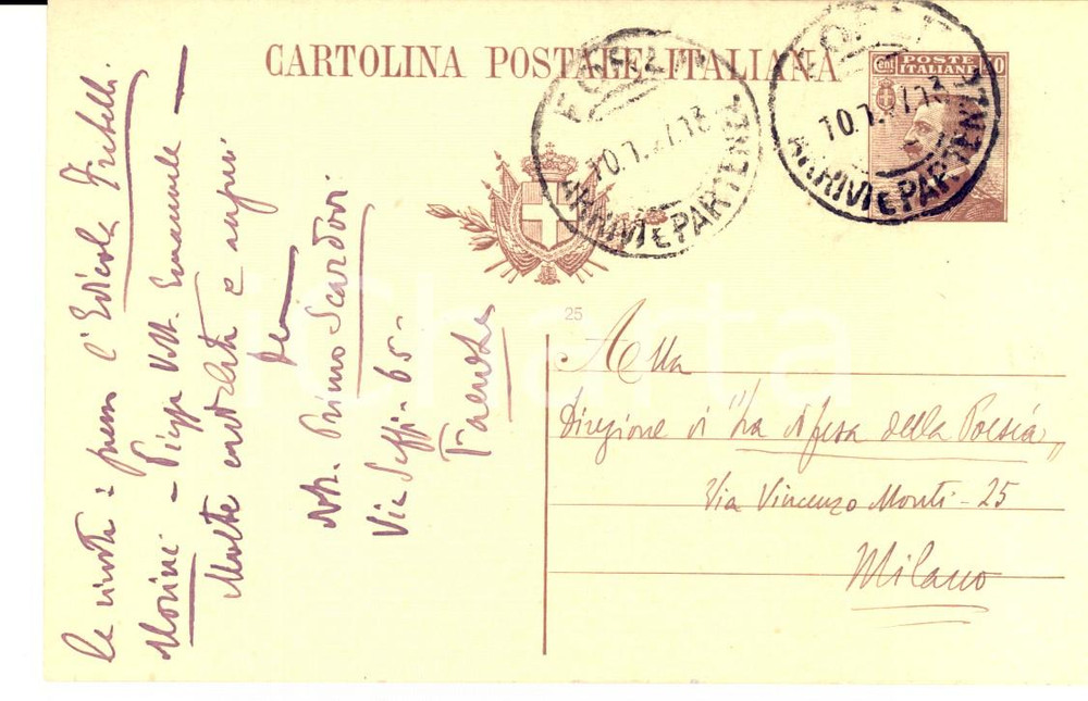 Autografo originale 1920 FAENZA Poeta Primo SCARDOVI al giornale La difesa della poesia Autografo 1