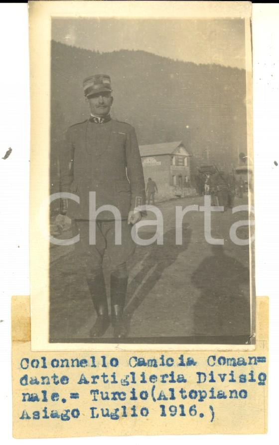 Fotografia d epoca originale 1916 WW1 SAN PAOLO TURCIO Colonnello CAMICIA comandante artiglieria Foto 5x9 cm 1