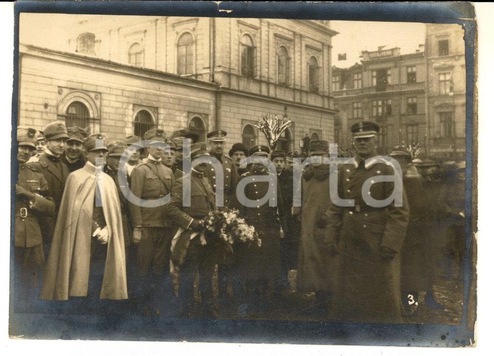 Fotografia d epoca originale 1920 VARSAVIA Spedizione italiana  Ufficiali con il generale MAJEWSKI  Foto 1