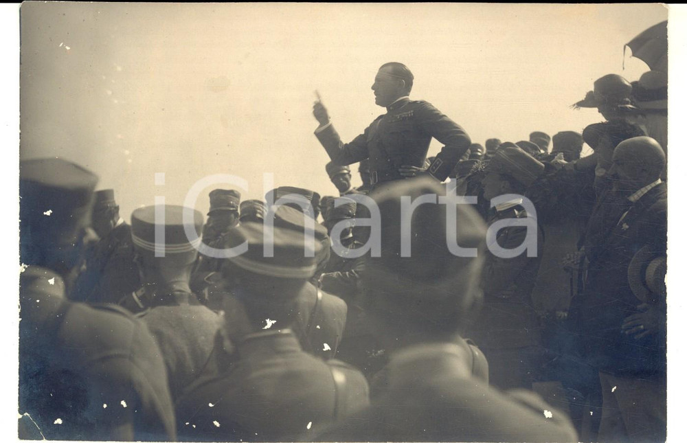 Fotografia d epoca originale 1922 MONTE SAN MICHELE Commemorazione dei Caduti  Comandante NIZZA CAVALLERIA 1