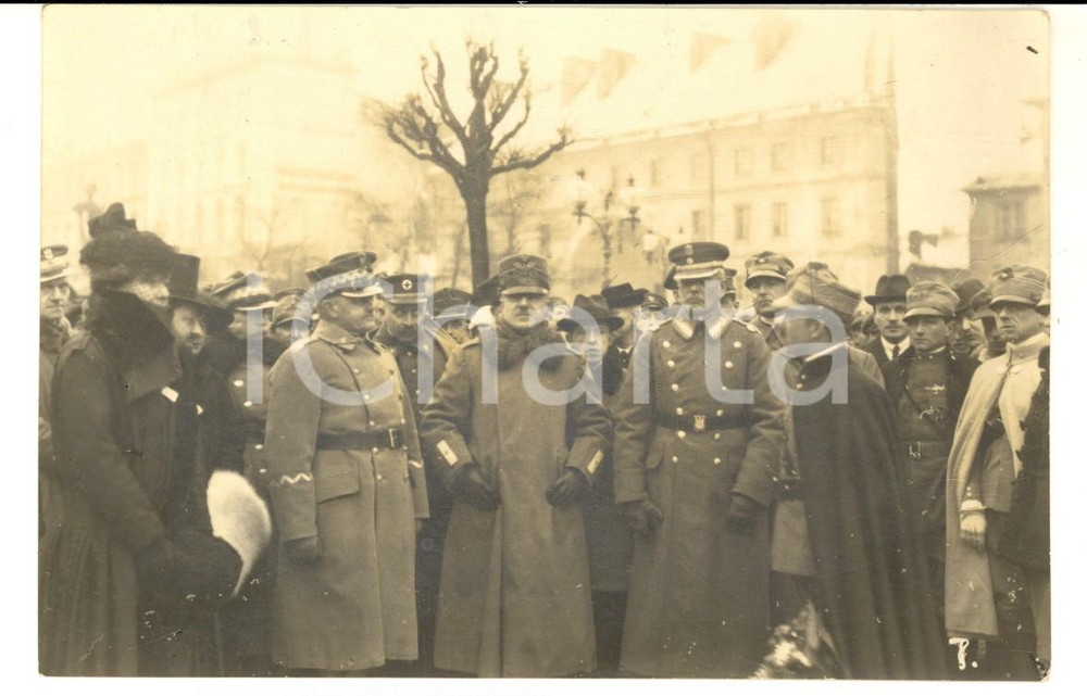 Fotografia d epoca originale 1920 VARSAVIA Ministro Francesco TOMMASINI tra i generali polacchi Foto 1
