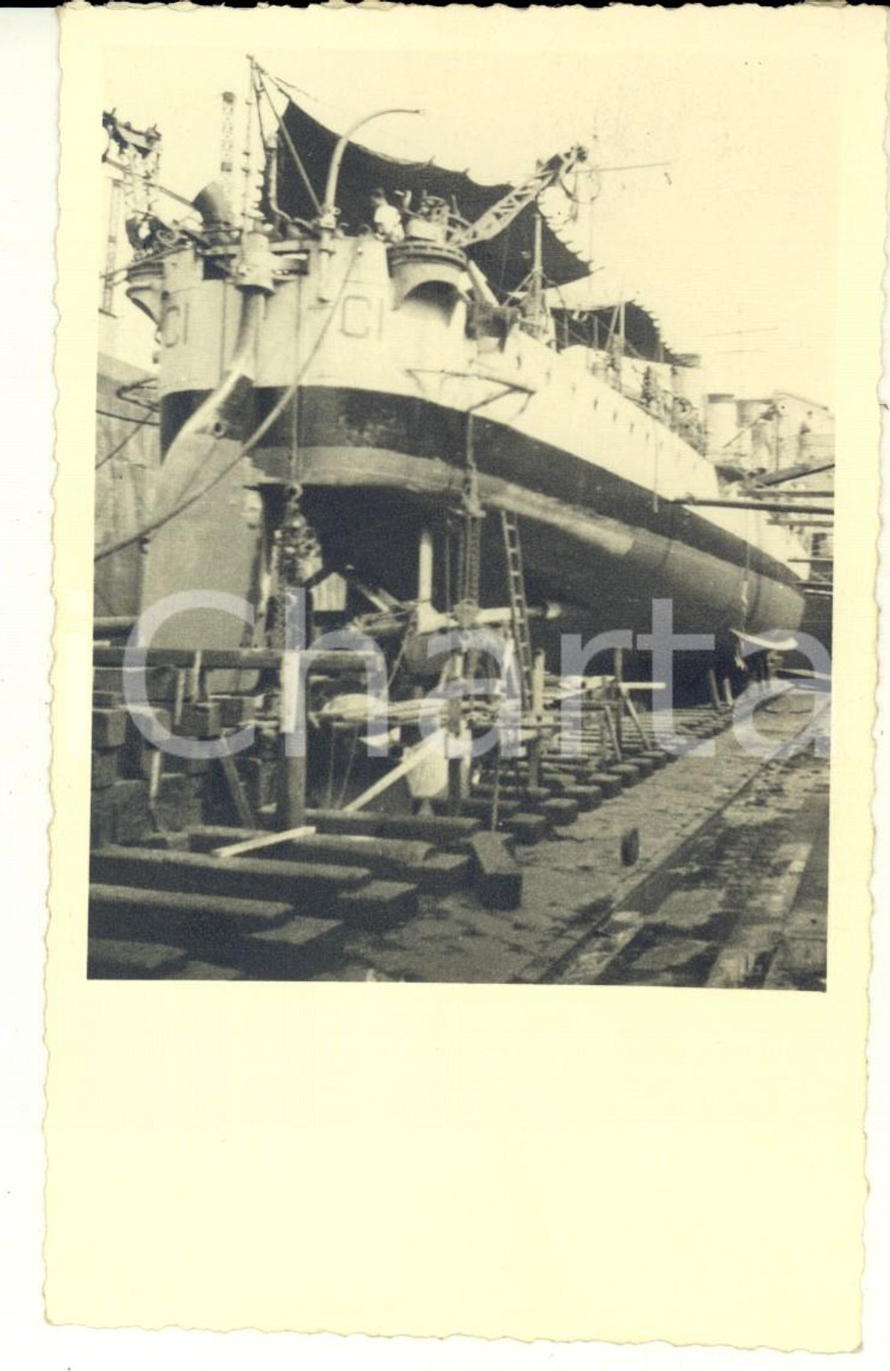 Fotografia d epoca originale 1940 NAPOLI Regia Torpediniera CASCINO in bacino  Foto 8x14 cm 1