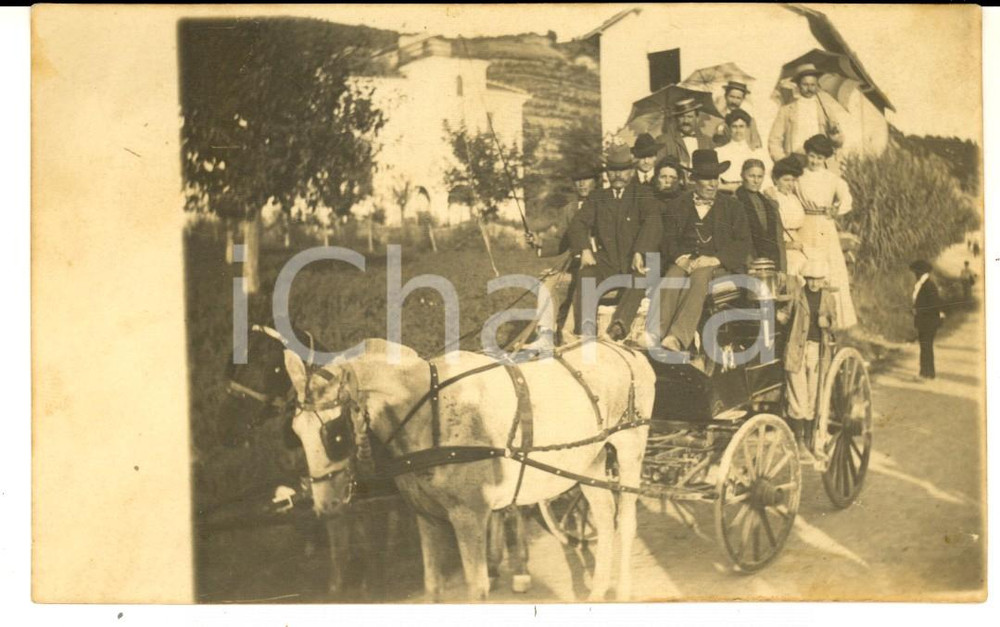 Fotografia d epoca originale 1920 ca s. l. AREA LOMBARDA Gruppo di gitanti in calesse  Foto VINTAGE 1