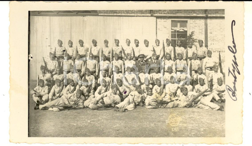 Fotografia d epoca originale 1934 FOGGIA REGIO ESERCITO Battaglione allievi con i moschetti Foto cartolina 1