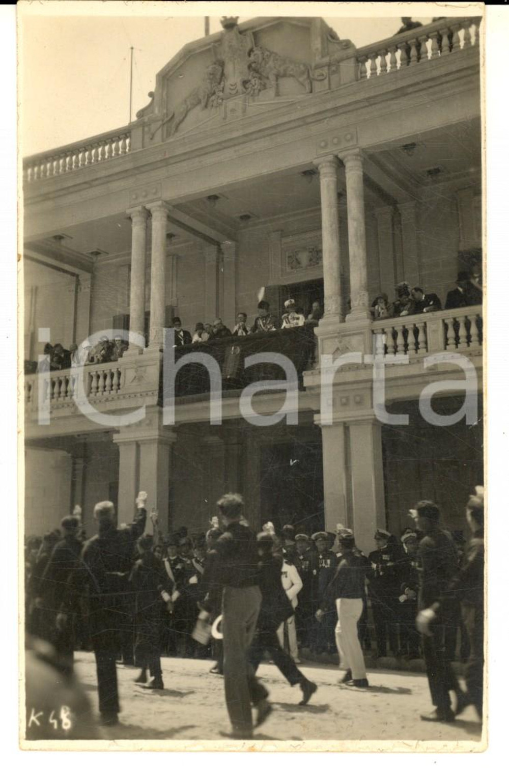 Fotografia d epoca originale 1926 TRIPOLI Discorso di Benito MUSSOLINI al balcone Foto cartolina 1