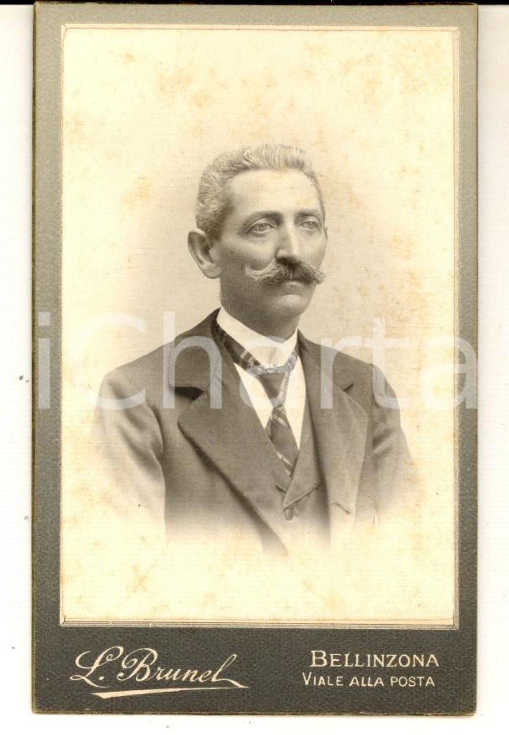 Fotografia d epoca originale 1910 ca BELLINZONA Ritratto di Marcello SCALFI  Foto L. BRUNEL CDV 1