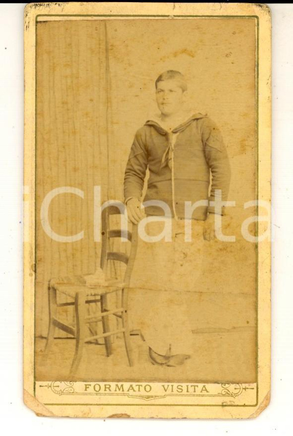 Fotografia d epoca originale 1880 ca ITALIA Ritratto di Gioacchino GESSINO allievo REGIA MARINA Foto CDV 1