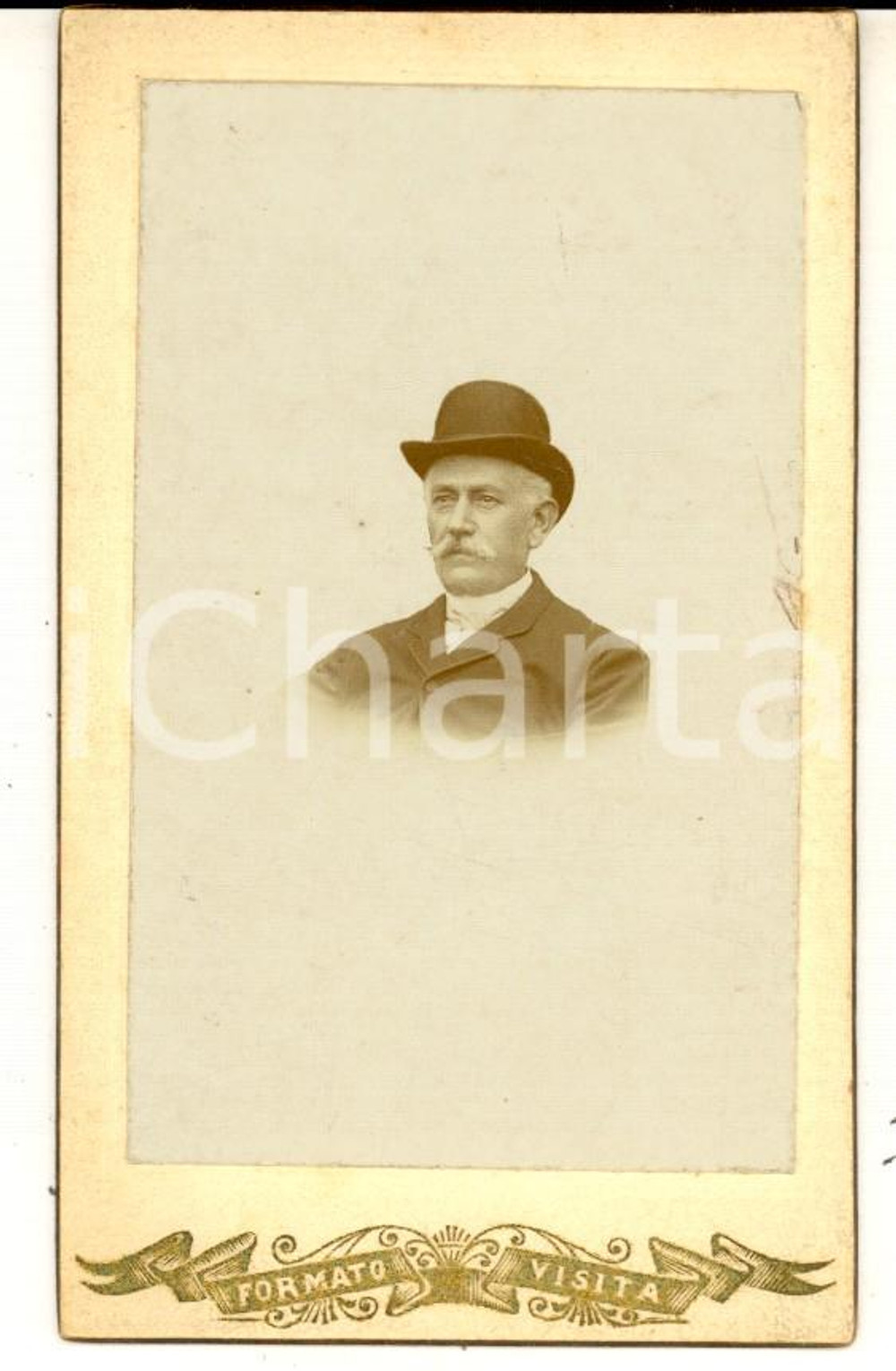 Fotografia d epoca originale 1900 ca ITALIA Ritratto maschile con bombetta  Fotografia VINTAGE CDV 1