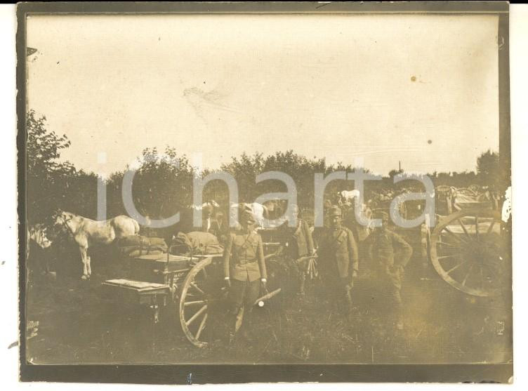 Fotografia d epoca originale 1915 ca WW1 SAN VITO AL TORRE UD Accampamento italiano  carri Foto 9x7 1