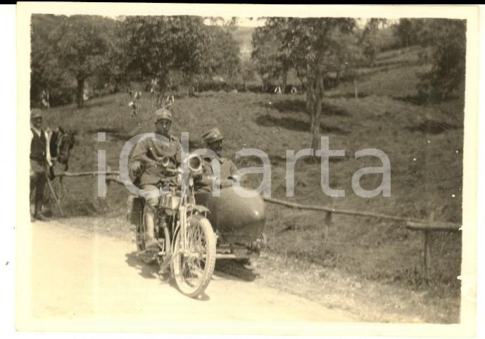 Fotografia d epoca originale 1919 WW1 REGIO ESERCITO Coppia di ufficiali in sidecar  Foto CURIOSA 9x6 cm 1