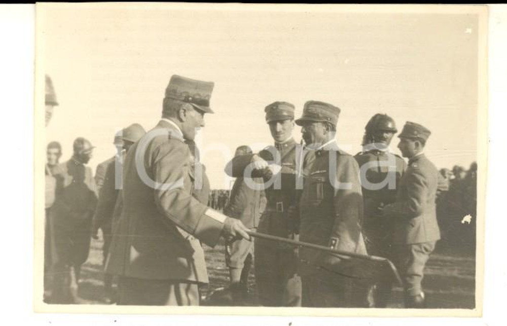 Fotografia d epoca originale 1916 WW1 ZONA DI GUERRA Gruppo di ufficiali durante ispezione Foto 9x6 1 1
