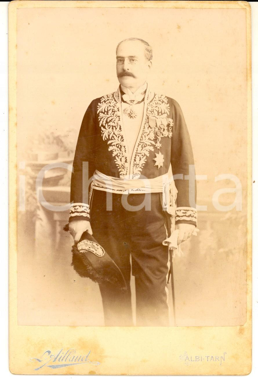 Fotografia d epoca originale 1893 ALBI TARN Ritratto di un alto ufficiale con le decorazioni Foto AILLAUD 1