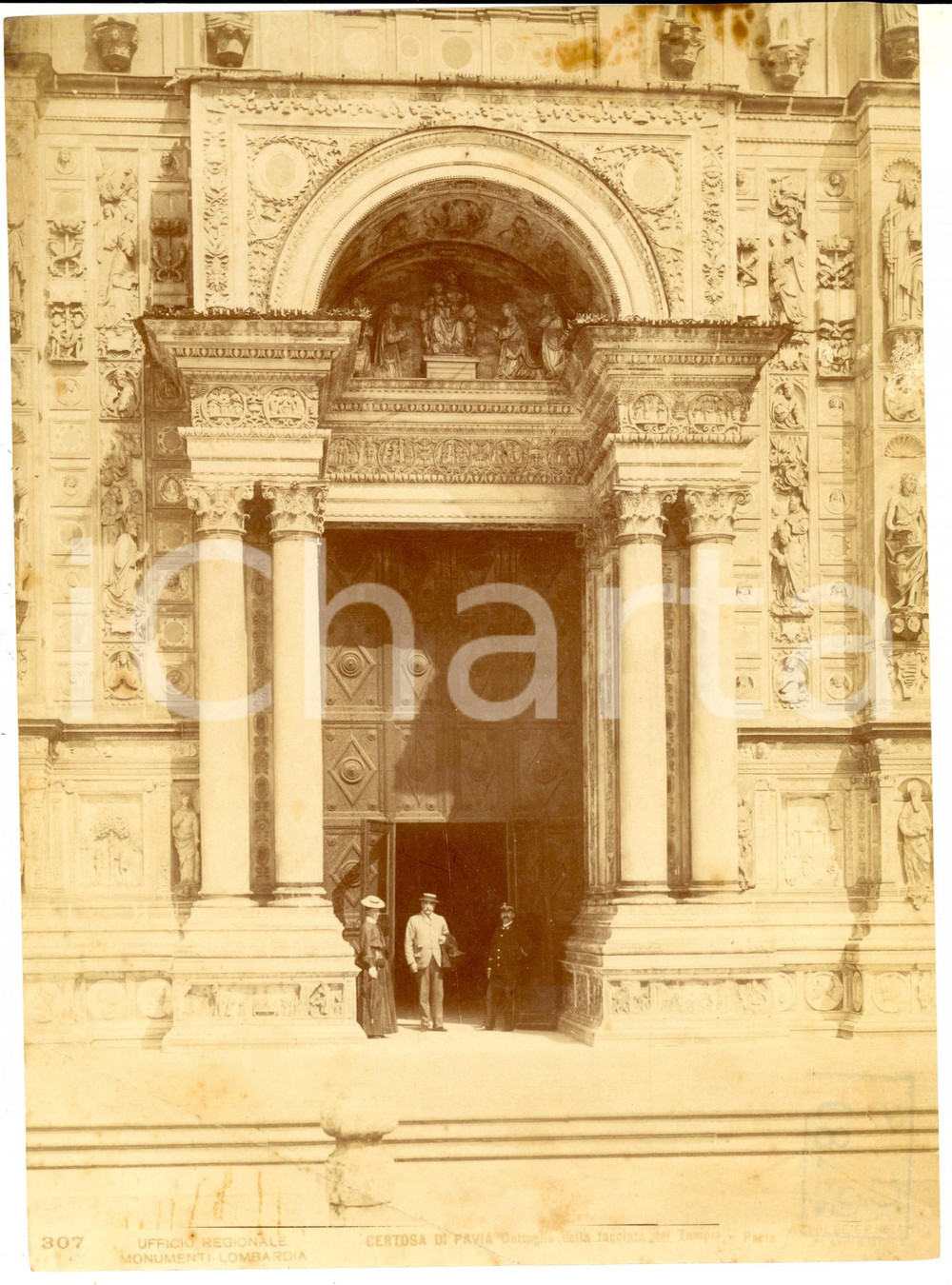 Fotografia d epoca originale 1910 ca CERTOSA DI PAVIA Visitatori all ingresso Foto ARTISTICA 18x24 cm 1