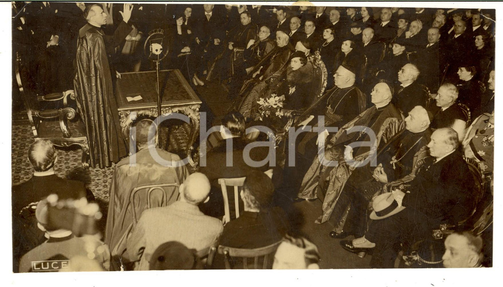 Fotografia d epoca originale 1936 ROMA Istituto Studi Romani  Conferenza card. Eugenio PACELLI Foto 22x12 1