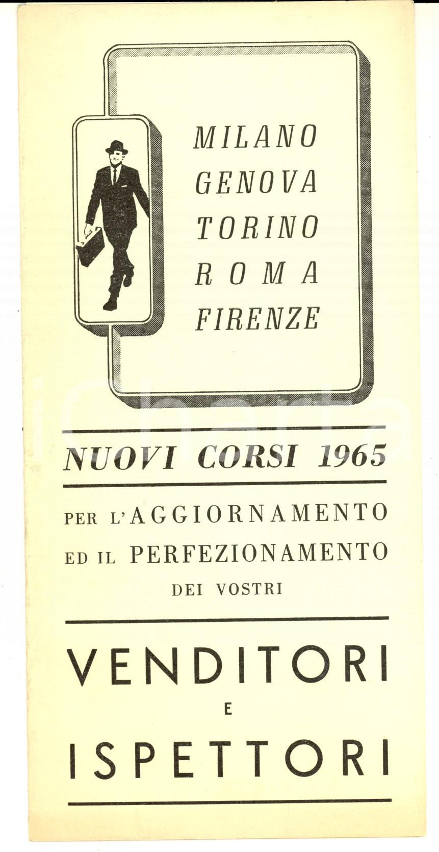 Materiale pubblicitario d’epoca 1965 GENOVA Centro Formazione Venditori  Pieghevole corsi di aggiornamento 1