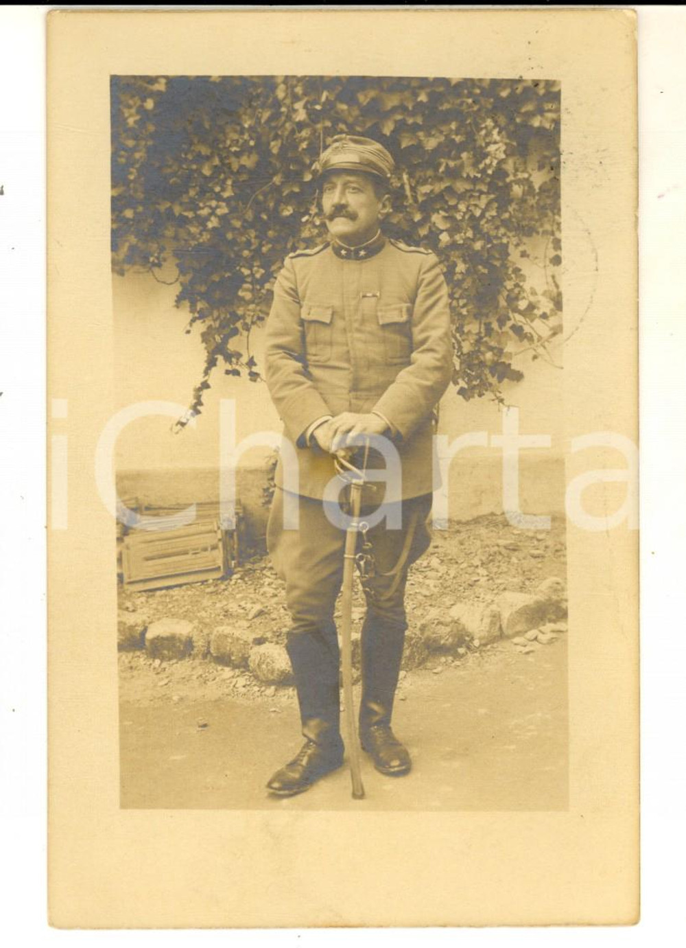 Fotografia d epoca originale 1917 FINALBORGO Ritratto dell ufficiale COLASETTI  Foto cartolina FP VG 1