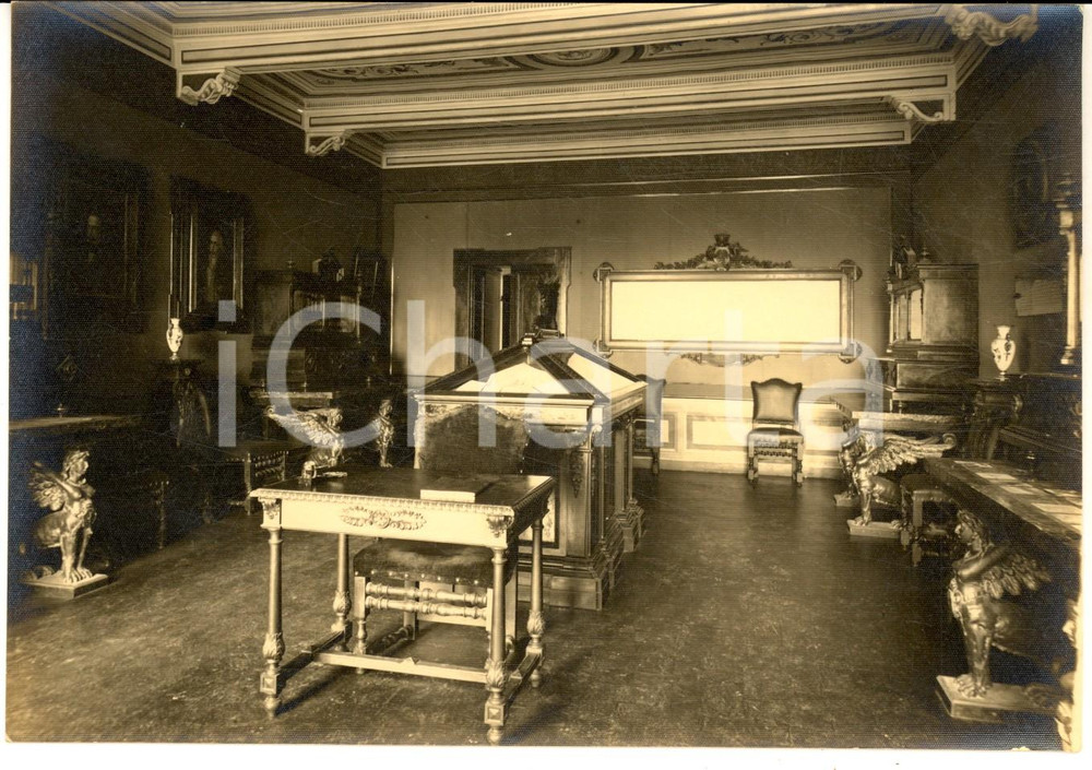 Fotografia d epoca originale 1939 RECANATI Palazzo LEOPARDI  Sala manoscritti e opere leopardiane  Foto 1